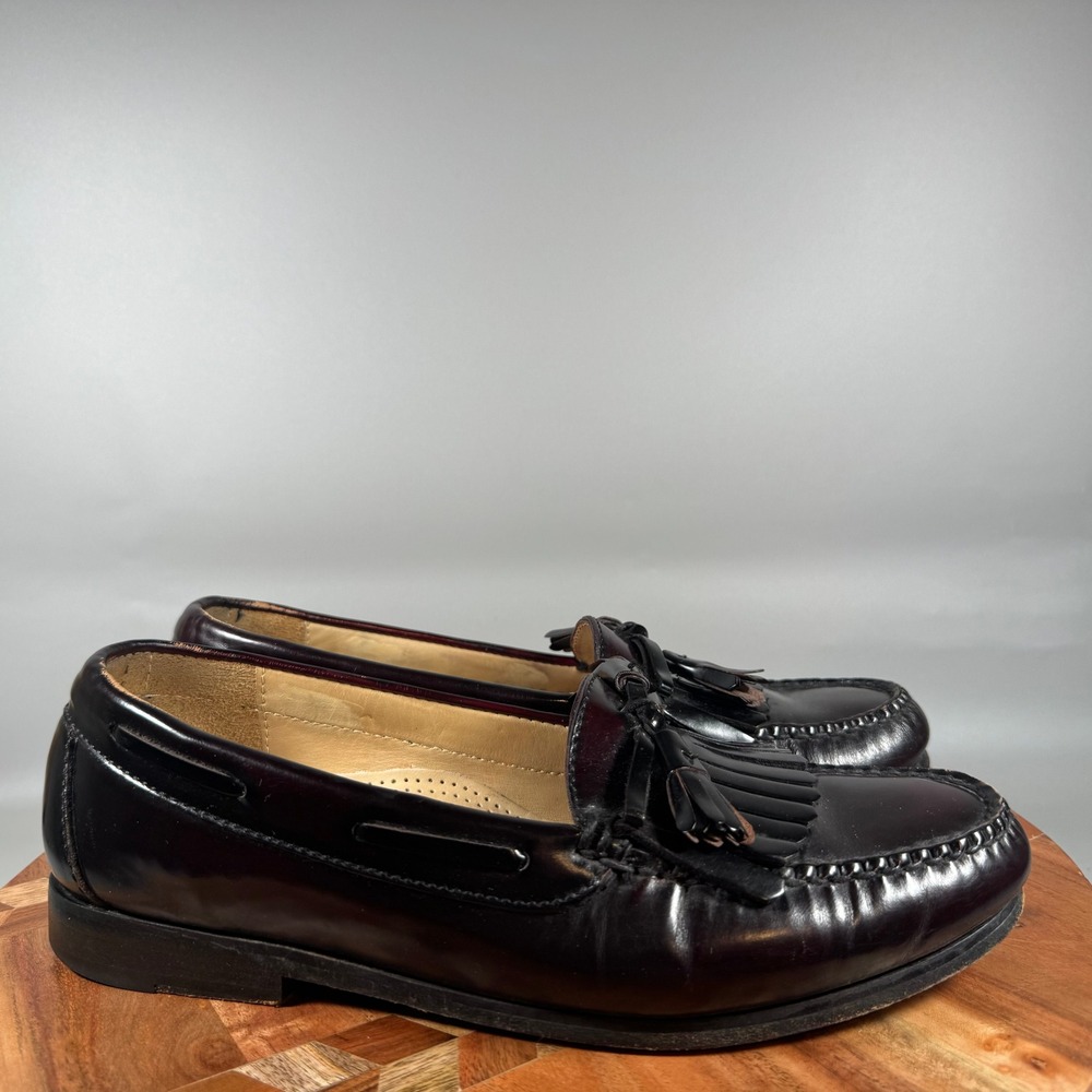 Cole Haan Mens Burgundy Leather Tassel Kiltie Loafers Dress Shoes 9.5 13-03520